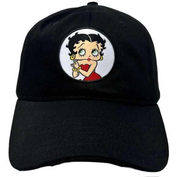 Betty Boop Unisex Officially Licensed Retro Stitch Patch Hat Cap in Black - Picture 2 of 5